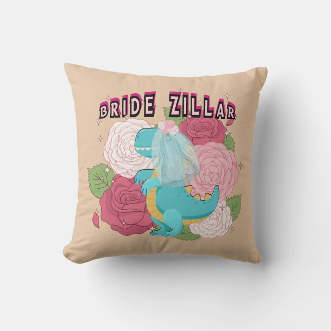 Mikitiez Dinosaurier Braut Hochzeitskommando Kissen (Vorderseite)