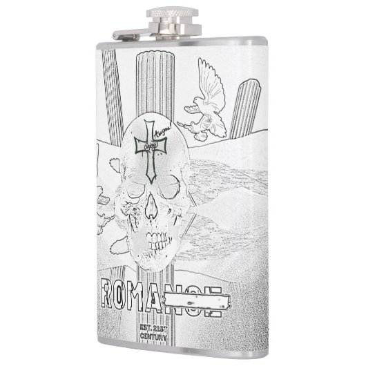 Mikitiez dreamer Schädel Tatto Regenbogen Rosen Ge Flachmann (Links)