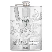 Mikitiez dreamer Schädel Tatto Regenbogen Rosen Ge Flachmann (Vorderseite)