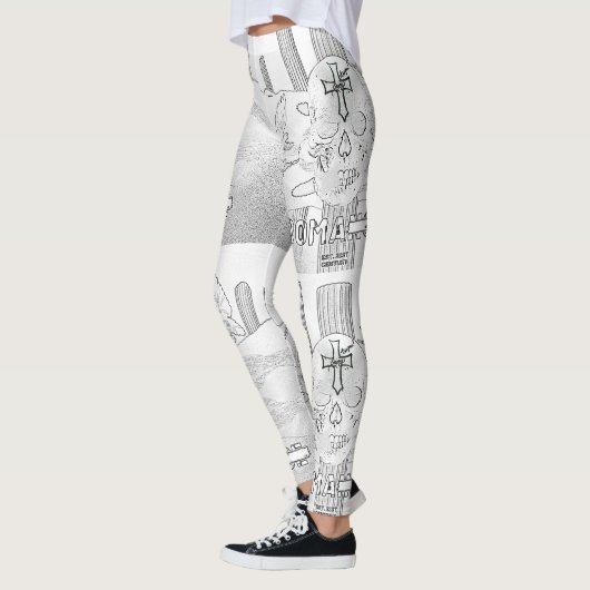Mikitiez dreamer Schädel Tatto Regenbogen Rosen Ge Leggings (Links)