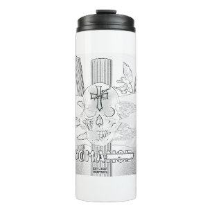 Mikitiez dreamer Schädel Tatto Regenbogen Rosen Ge Thermosbecher