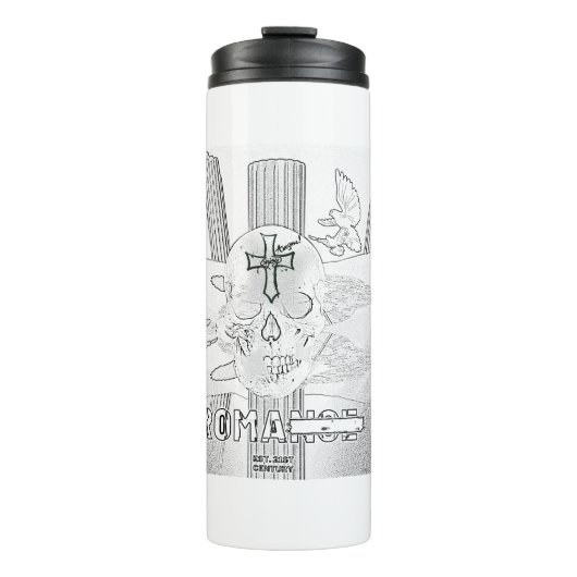 Mikitiez dreamer Schädel Tatto Regenbogen Rosen Ge Thermosbecher (Vorderseite)