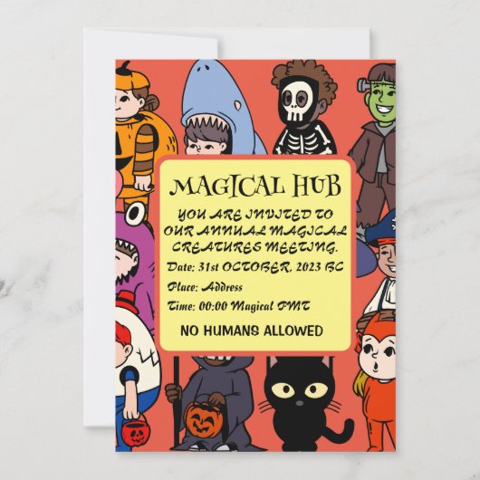 Mikitiez Feenhai Wizard grimreaper frankenstei Einladung (Vorderseite)