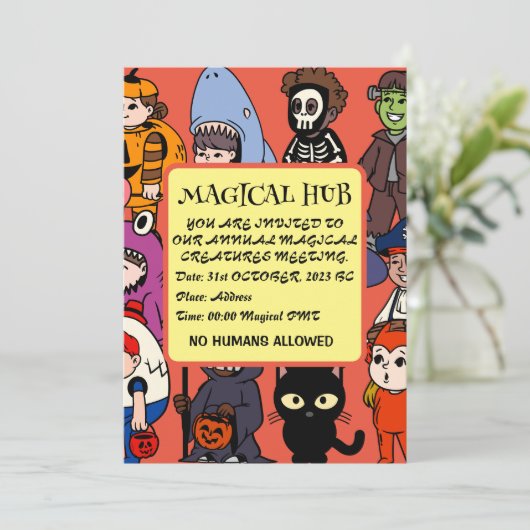 Mikitiez Feenhai Wizard grimreaper frankenstei Einladung (Stehend Vorderseite)