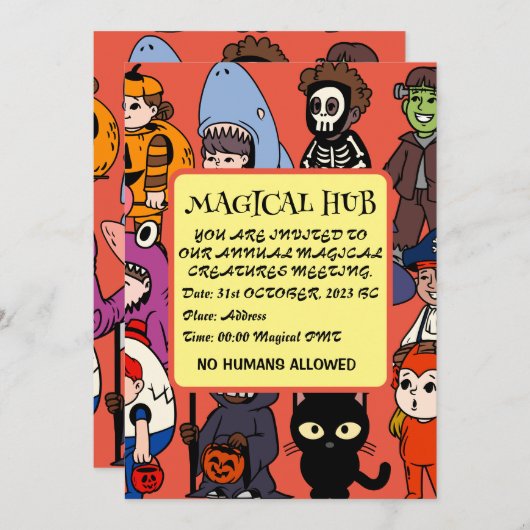 Mikitiez Feenhai Wizard grimreaper frankenstei Einladung (Vorne/Hinten)