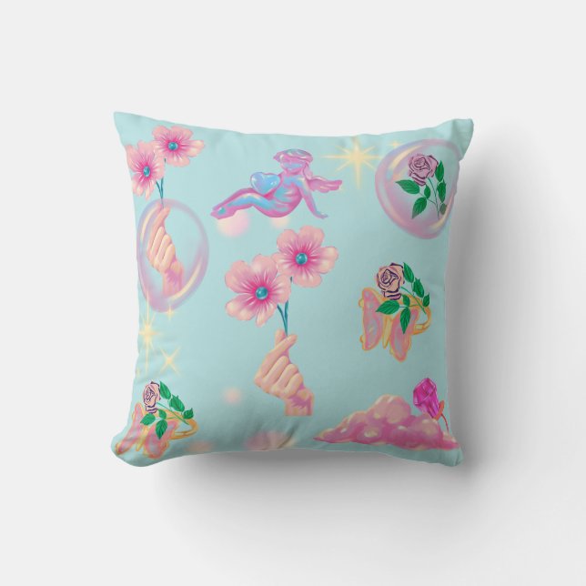 Mikitiez Feenwinkel Blaue Himmelskandy Mohn Liebe Kissen (Vorderseite)