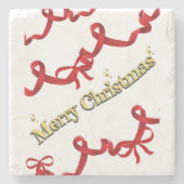 Mikitiez gothmas ribbon redwhite candycane x'mas steinuntersetzer (Vorderseite)