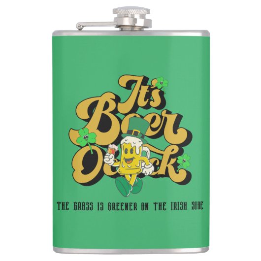 Mikitiez grünes Glück Saint Patrick's Day Irishbie Flachmann (Vorderseite)