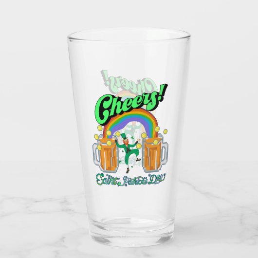 Mikitiez grünes Glück Saint Patrick's Day Irishbie Glas (Rückseite)