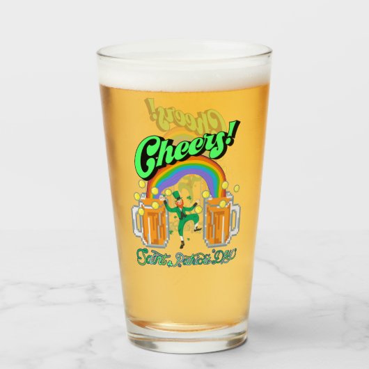 Mikitiez grünes Glück Saint Patrick's Day Irishbie Glas (Vorne (Gefüllt))