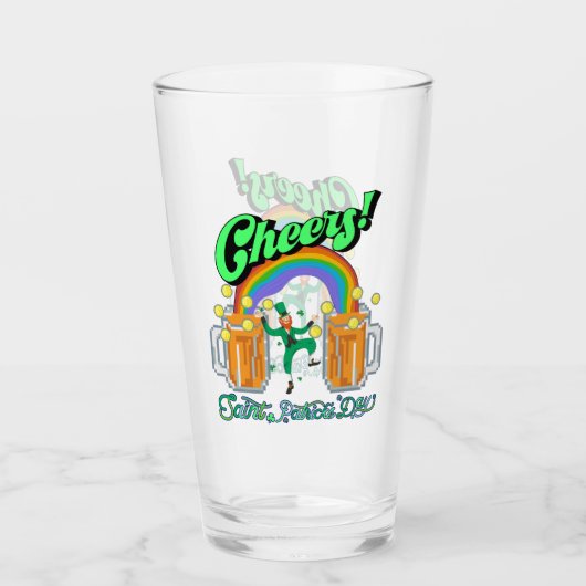 Mikitiez grünes Glück Saint Patrick's Day Irishbie Glas (Vorderseite)