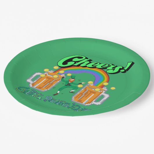 Mikitiez grünes Glück Saint Patrick's Day Irishbie Pappteller (Schrägansicht)