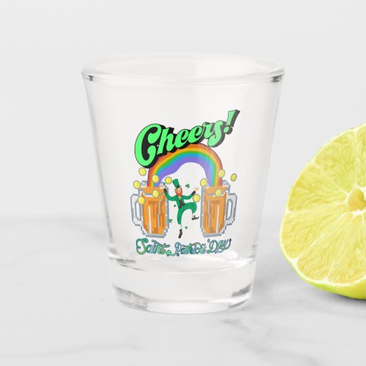 Mikitiez grünes Glück Saint Patrick's Day Irishbie Schnapsglas (Vorderseite)