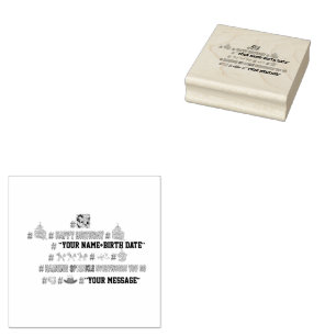 Mikitiez Hashtag herzlichengeburtstag Emoji anpass Gummistempel