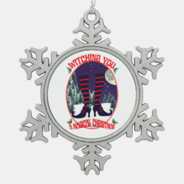 Mikitiez Hexe magisch heilige Weihnachtsnacht sant Schneeflocken Zinn-Ornament