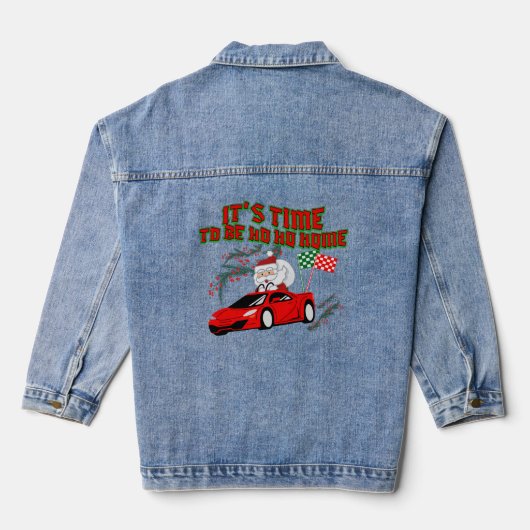Mikitiez ho ho ho santaclaus sleigh Zuhause Jeansjacke (Rückseite)