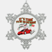 Mikitiez ho ho ho santaclaus sleigh Zuhause Schneeflocken Zinn-Ornament (Vorderseite)