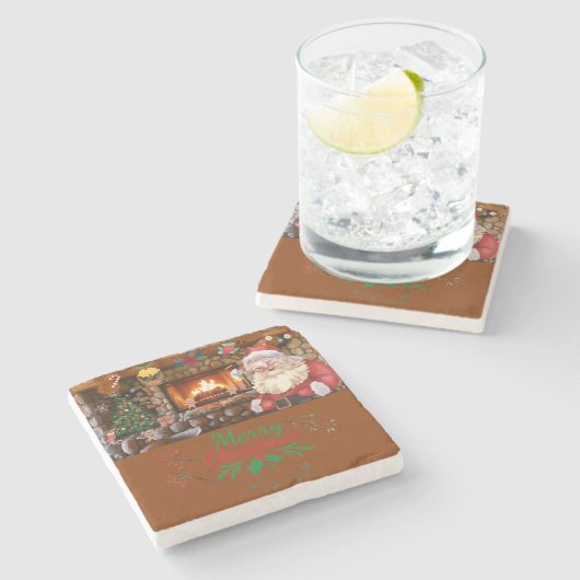 Mikitiez klassicwhitechristmas leichte jollyhola steinuntersetzer (Seitenansicht)