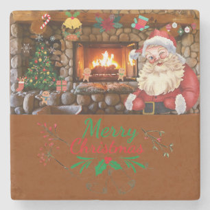 Mikitiez klassicwhitechristmas leichte jollyhola steinuntersetzer