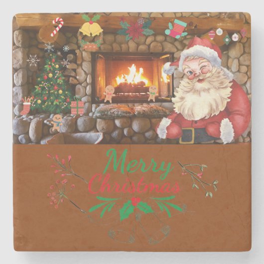 Mikitiez klassicwhitechristmas leichte jollyhola steinuntersetzer (Vorderseite)