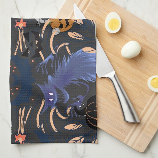 Mikitiez retro Vintage halloween ghoulkürbis Geschirrtuch (Viertel Falte)