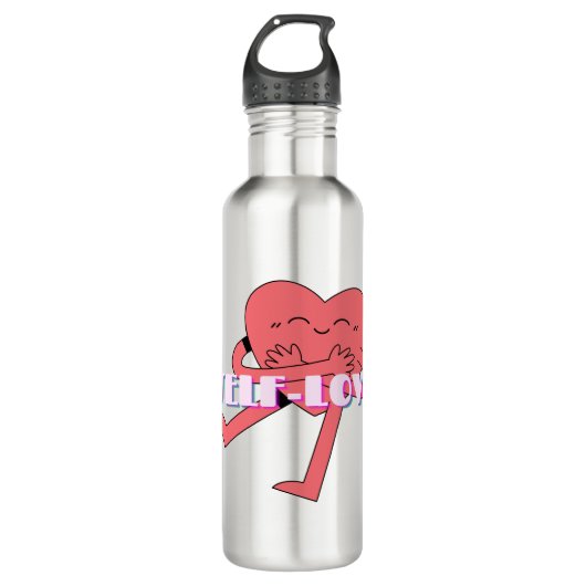 Mikitiez rosa Herz selflove june gemini Edelstahlflasche (Vorderseite)