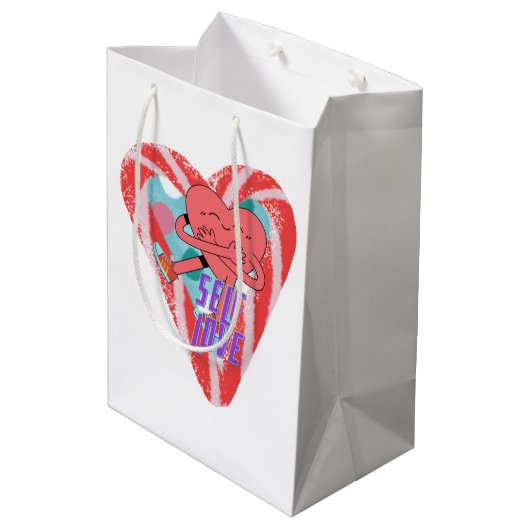 Mikitiez rosa Herz selflove june gemini Mittlere Geschenktüte (Rückseite Schrägansicht)