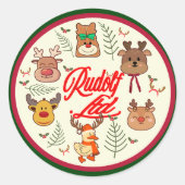 Mikitiez rudolf rednose reindeer gift runder aufkleber (Vorderseite)