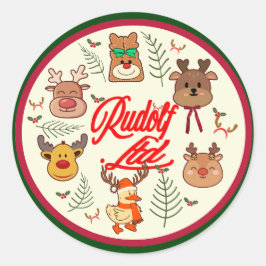 Mikitiez rudolf rednose reindeer gift runder aufkleber