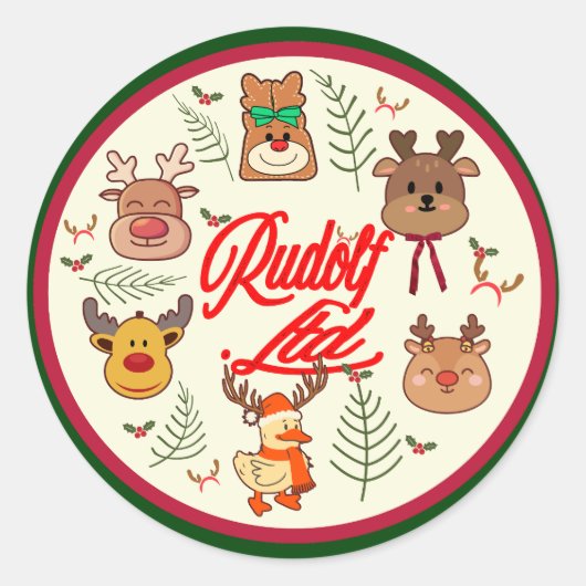 Mikitiez rudolf rednose reindeer gift runder aufkleber (Vorderseite)