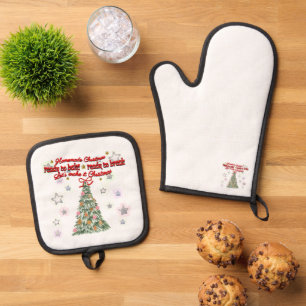 Mikitiez rustikaler Weihnachten vintage gemütliche Ofenhandschuh & Topflappen-Set