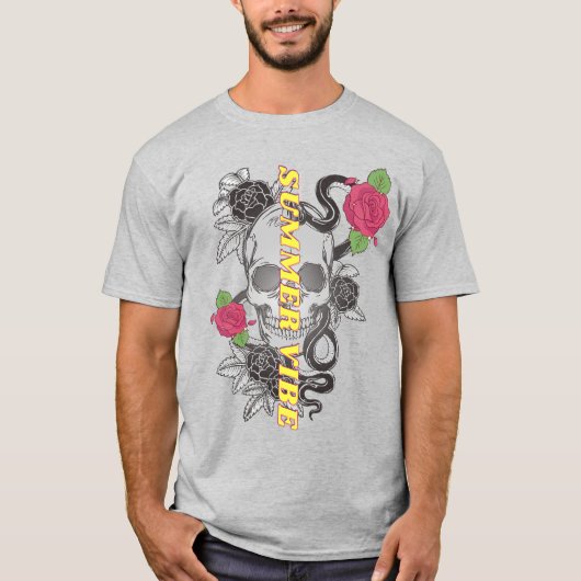 Mikitiez Schädeltätowierung rosen Gesteinspunk T-Shirt (Vorderseite)
