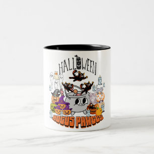 Mikitiez schwarze Katze spooky halloween vibes gho Zweifarbige Tasse