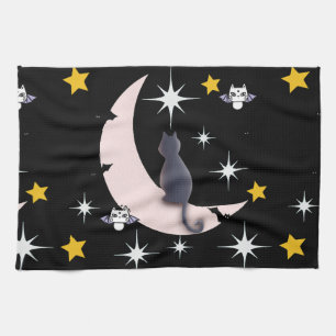 Mikitiez Schwarzkatzenfledermaus halloween winter Geschirrtuch