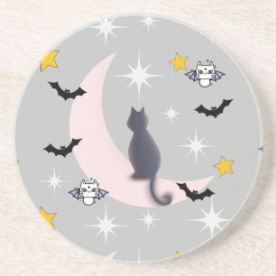 Mikitiez Schwarzkatzenfledermaus halloween winter  Getränkeuntersetzer