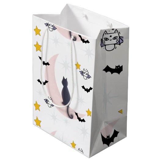 Mikitiez Schwarzkatzenfledermaus halloween winter  Mittlere Geschenktüte (Rückseite Schrägansicht)