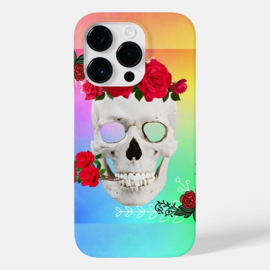 Mikitiez Skull Rose baroqueart Regenbogen Case-Mate iPhone Hülle (Rückseite)