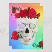 Mikitiez Skull Rose baroqueart Regenbogen Einladung (Vorne/Hinten)