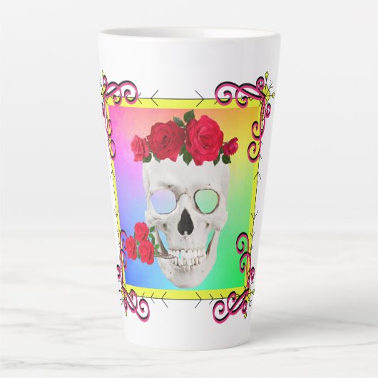 Mikitiez Skull Rose baroqueart Regenbogen Milchtasse (Vorderseite)