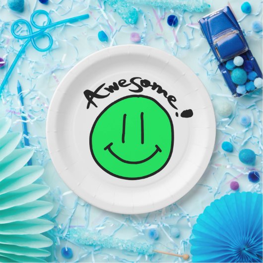 Mikitiez Smiley School Sommerfrühlinggrün Pappteller (Party)