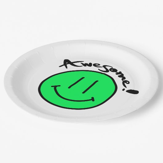 Mikitiez Smiley School Sommerfrühlinggrün Pappteller (Schrägansicht)