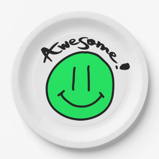 Mikitiez Smiley School Sommerfrühlinggrün Pappteller (Vorderseite)