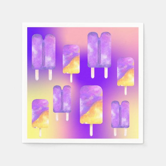 Mikitiez Sommerregenbogen lila Goldpopsilie Serviette (Vorderseite)