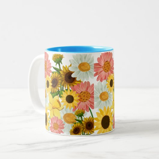 Mikitiez Sommerurlaub Blume Zweifarbige Tasse (Vorderseite Links)