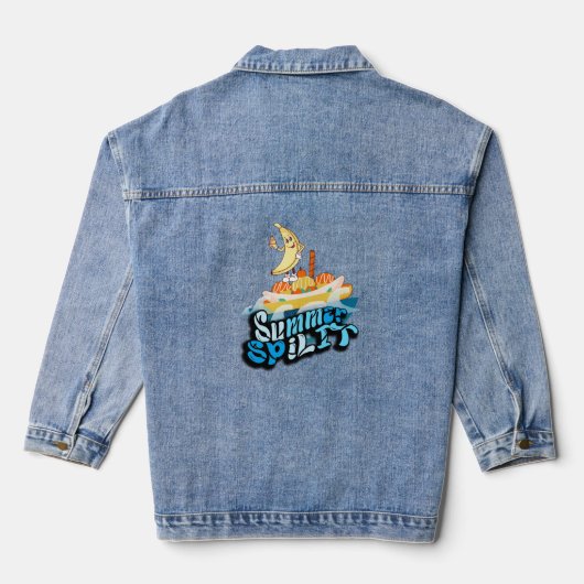 Mikitiez Sommerwindsurf Bananasplit Eisschrei Jeansjacke (Rückseite)