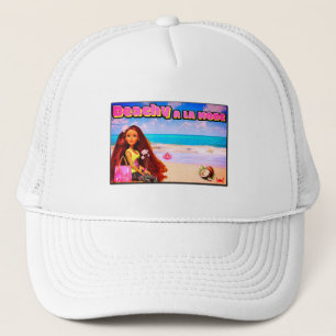 Mikitiez Thailand Kokosstrand Lotus pink weiß Truckerkappe