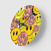 Mikitiez Throw Kissengesicht gelber Garten Runde Wanduhr (Winkel)