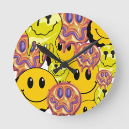 Mikitiez Throw Kissengesicht gelber Garten Runde Wanduhr