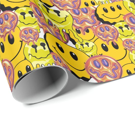 Mikitiez Throw Pillow Smileyface gelber Garten Geschenkpapier (Rolleneckpunkt)