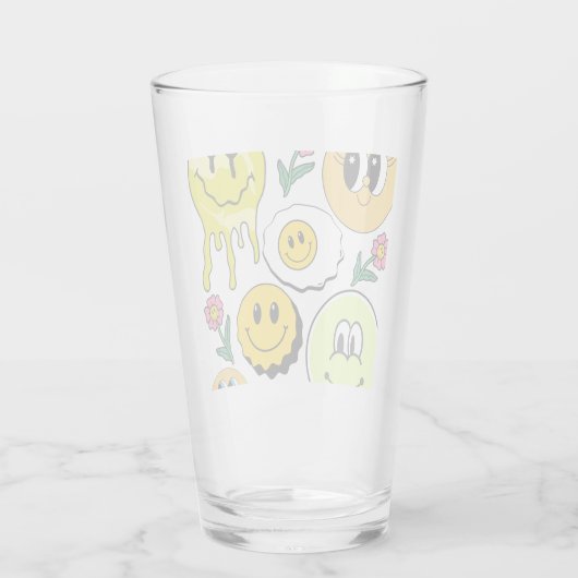 Mikitiez Throw Pillow Smileyface gelber Garten Glas (Rückseite)